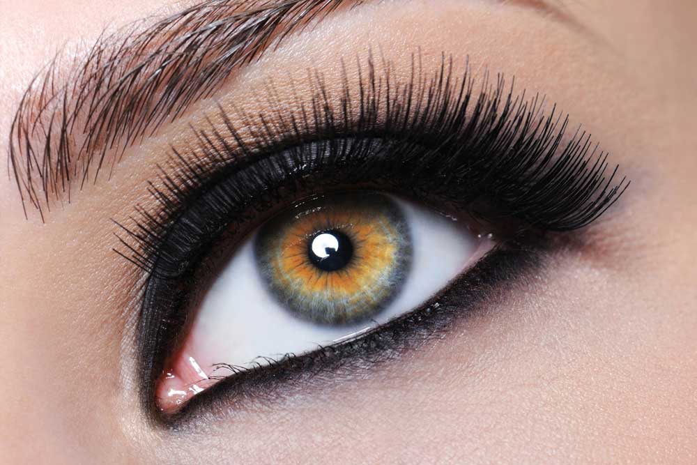 Eyelash Extensions with Black Makeup